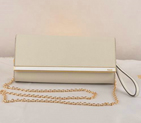 Fendi Pequin Rush Saffiano Pouchette Clutch F2558 White