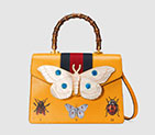 Gucci Leather top handle bag with moth 488691 0FF1T 7652 488691