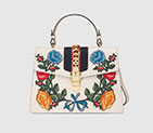 Gucci Sylvie embroidered leather top handle bag 431665 CVL6G 8406 431665