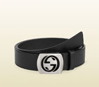 Gucci leather belt with cut out interlocking G buckle 387031 AP00N 1000 387031