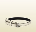 Gucci leather skinny belt with interlocking G buckle 370552 AP00N 9022 370552