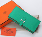 Hermes Bearn Japonaise Bi-Fold Wallet Original Clemence Leather A208 Lake Blue A208