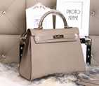 Hermes Kelly 32cm Shoulder Bags Grained Leather Grey