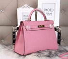 Hermes Kelly 32cm Shoulder Bags Grained Leather Pink
