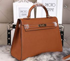 Hermes Kelly 32cm Shoulder Bags Grained Leather Wheat