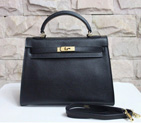 Hermes Kelly 32cm Togo Leather Bag Black with Gold hardware