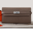 Hermes Kelly Original Saffiano Leather Bi-Fold Wallet A708 Dark Gray A708