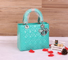 Lady Dior Bag Patent leather D1655 LakeGreen with Silver