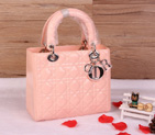 Lady Dior Bag Patent leather D1655 LightPink with Silver
