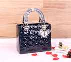 Lady Dior Bag Patent leather D1655 RoyalBlue with Silver