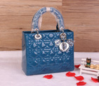 Lady Dior Bag Patent leather D1655 Ultimate Blue with Silver