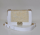 Newest Boy Chanel Flap Shoulder Bag Pearl A67086 White