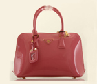 PRADA Patent Leather Two Handle Bag 0837 in Cherry pink
