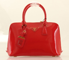 PRADA Patent Leather Two Handle Bag 0837 in Red