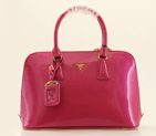 PRADA Patent Leather Two Handle Bag 0837 in Rose