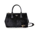 Prada Cony Hair Tote Bag 1801 in Black