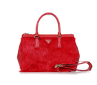 Prada Cony Hair Tote Bag 1801 in Red
