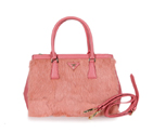 Prada Cony Hair Tote Bag 1801 in Watermelon Red