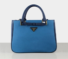 Prada Saffiano Calf Leather Tote Bag 2246 in Skyblue with dark blue