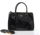 Prada Saffiano Patent Leather Tote Bag 1801 in Black