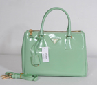 Prada Saffiano Patent Leather Tote Bag 1801 in Pale green