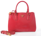 Prada Saffiano Patent Leather Tote Bag 1801 in Rose Red