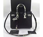 SAINT LAURENT CLASSIC BABY SAC DE JOUR BAG IN LEATHER AND WHITE AND BLACK PYTHON EMBOSSED LEATHER 421863