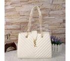 Saint Laurent Large Cabas Caviar Leather Bag Y3009 White