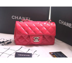 anel mini Classic Flap Bag Original Patent leather 1117 Rose in Silver 1117