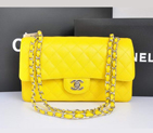 Chanel A1112 Flap Bag Original Caviar Leather Yellow