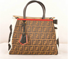 Fendi 2Jours Fabric&Horsehair Tote Bag F2552M Black&White