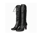 Chanel Red Leather Lace-up Design Boots CA002
