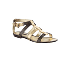 BE HAPPY!FLAT IN MONOGRAM CANVAS & METALLIC LEATHE XQBS2AMO