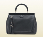 gucci bold bamboo black leather top handle bag 296860 AP00G 1000