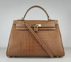 Hermes 32CM Light Coffee Crocodile Stripe(gold) HKL32LCCSG18