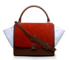 Celine Trapeze Bags Original Calf&Suede Leather Brown&Red&White