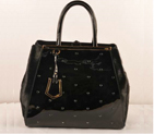 Fendi 2Jours Patent Leather Horsehair Tote Bag F2552L Black