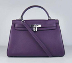 Hermes Kelly Handbags 32CM Purple(silver) HKL32O0PS013