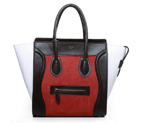Celine Luggage Mini Boston Bags Original Suede&Calfskin Orange&Brown&White C3308