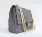 Chanel Flap Bag Quilted Ancient-Gray Leather with Gold Chain