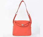 Hermes Lindy 30CM Havanne Handbags 1057 Light Red Leather Silver Hardware