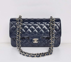 Chanel Royalblue Patent Leather Flap Bag Silver Hardware