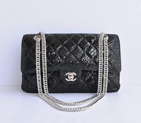 Chanel Black Snakeskin Leather Flap Bag Silver Hardware