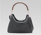 diana bamboo handle black leather shoulder bag 282315 A7M0G 1000