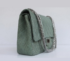 Chanel Flap Bag Quilted Ancient-Green Leather with Silver Chain 48102 48102