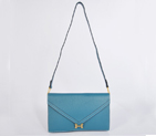 Hermes Liddy Bag clemence leather in Medium Blue with Gold hardware 1038