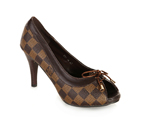 PALM BEACH OPEN TOE PUMP IN DAMIER CANVAS