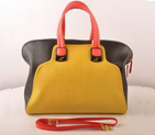 Fendi Chameleon Punch Saffiiano Leather Top Zip Tote Bag 2537 Yellow-Black 2537