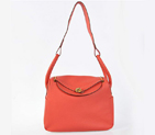 Hermes Lindy 30CM Havanne Handbags 1057 Light Red Leather Golden Hardware