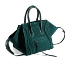 Celine Luggage Phantom Square Bags in Suede Atrovirens 80066